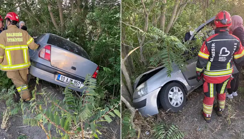 Balıkesir'de Meydana Gelen Şok Kaza: Otomobil Şarampole Yuvarlandı
